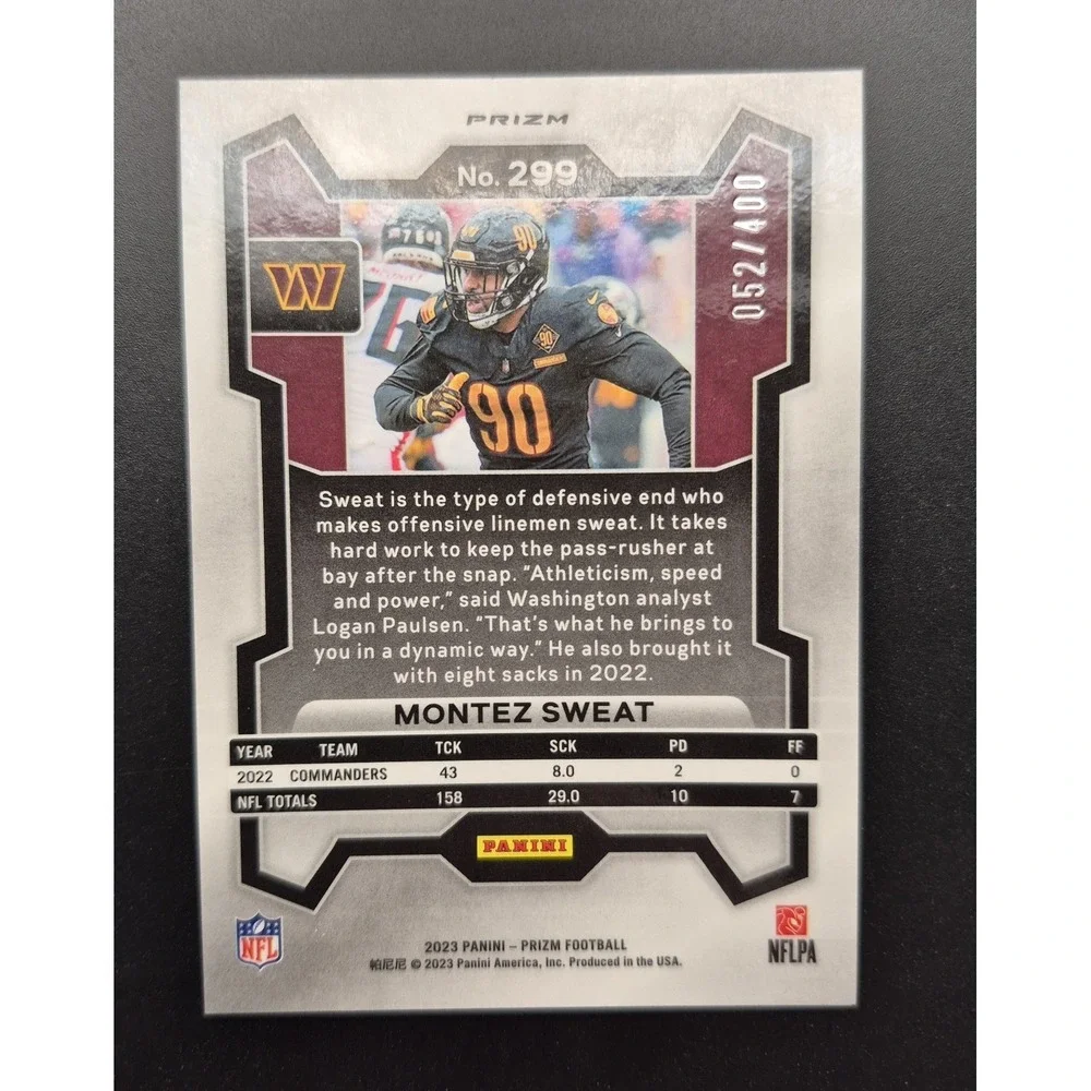 2023 Panini Prizm Montez Sweat #299 Pandora Prizm /400 Washington Commanders
